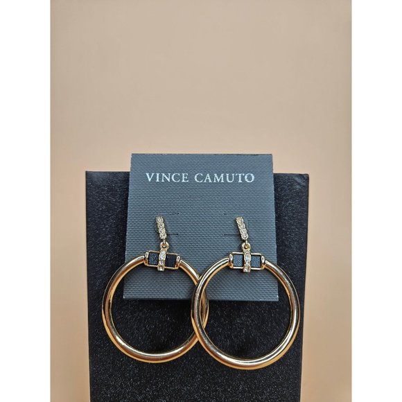 Vince Camuto Gold Dangle Hoops - Picture 1 of 3